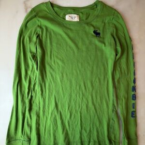 Abercrombie & Fitch Lime Green Long Sleeve Tee with Navy Logo